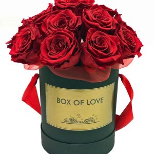 Box Of Love Black 15 rdečih vrtnic